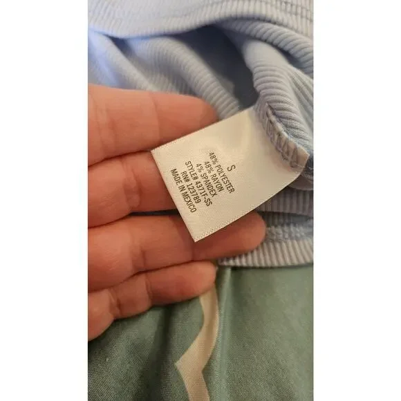 Alya Francesca’s Ribbed Puff Sleeve Scoop Neck Top Blue Size Small - Picture 4 of 9